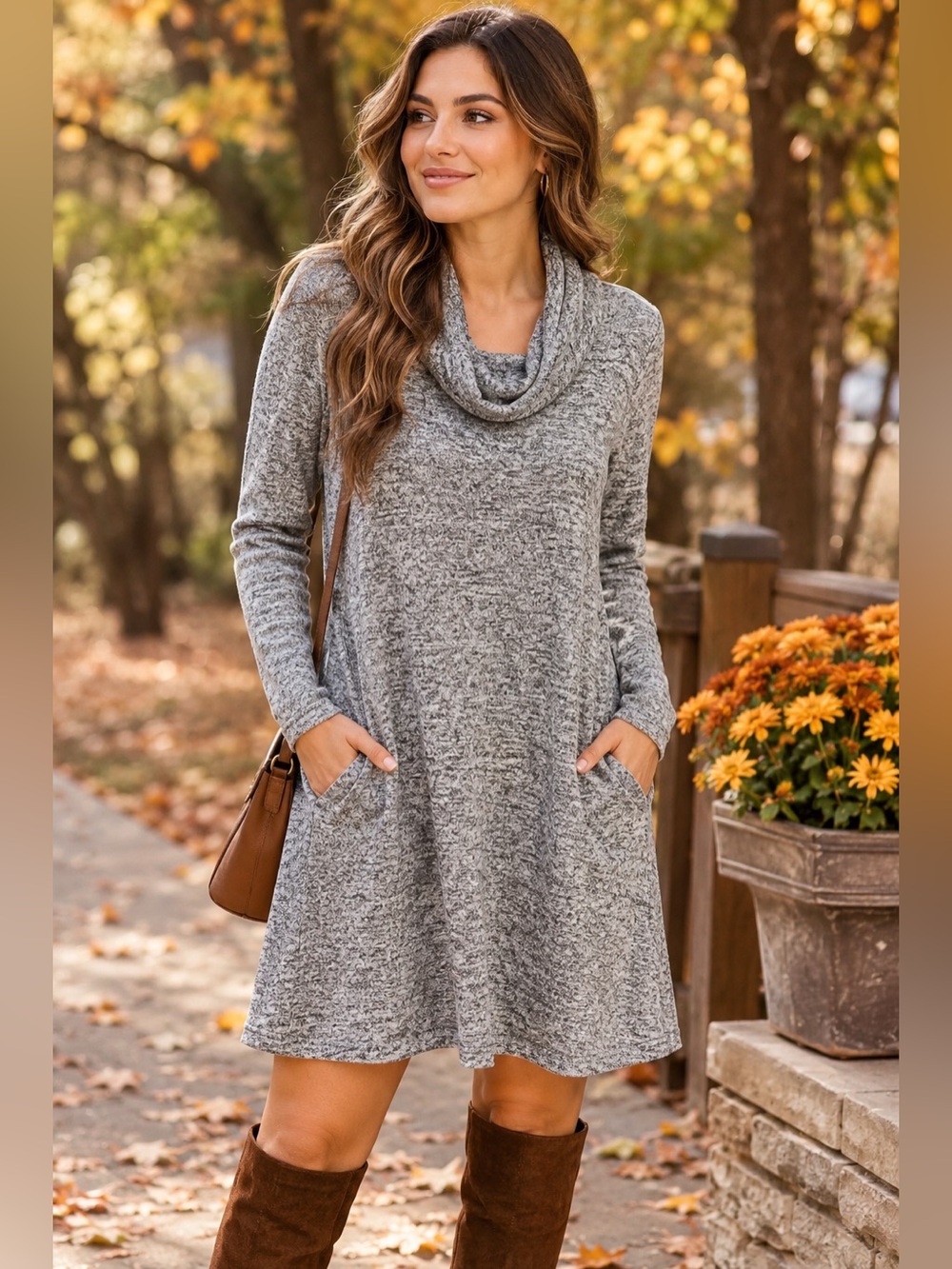✨Apt. 9 Women’s Cowl Neck Long Sleeve Knit Dress Heather Gray Size M